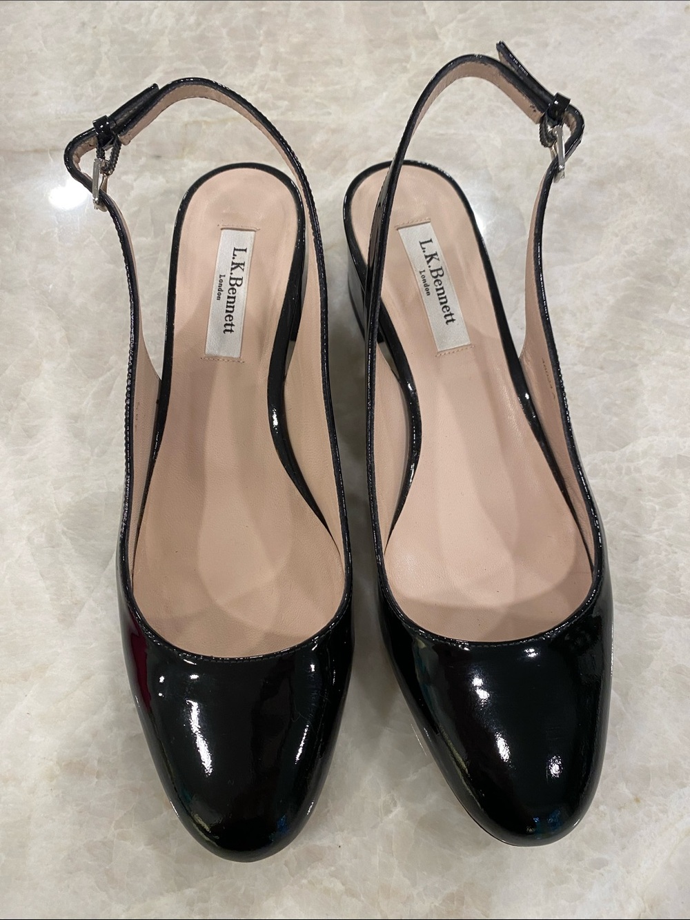 LK Bennett Black Patent Slingback Heels